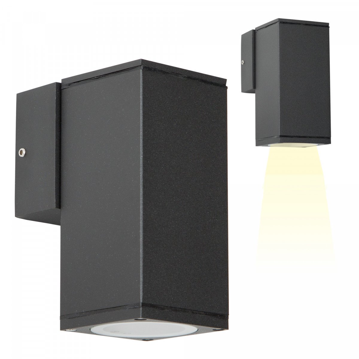 Spot mural noir Kevin (7456) Down en aluminium GU10 avec capteur LED nuit et jour 