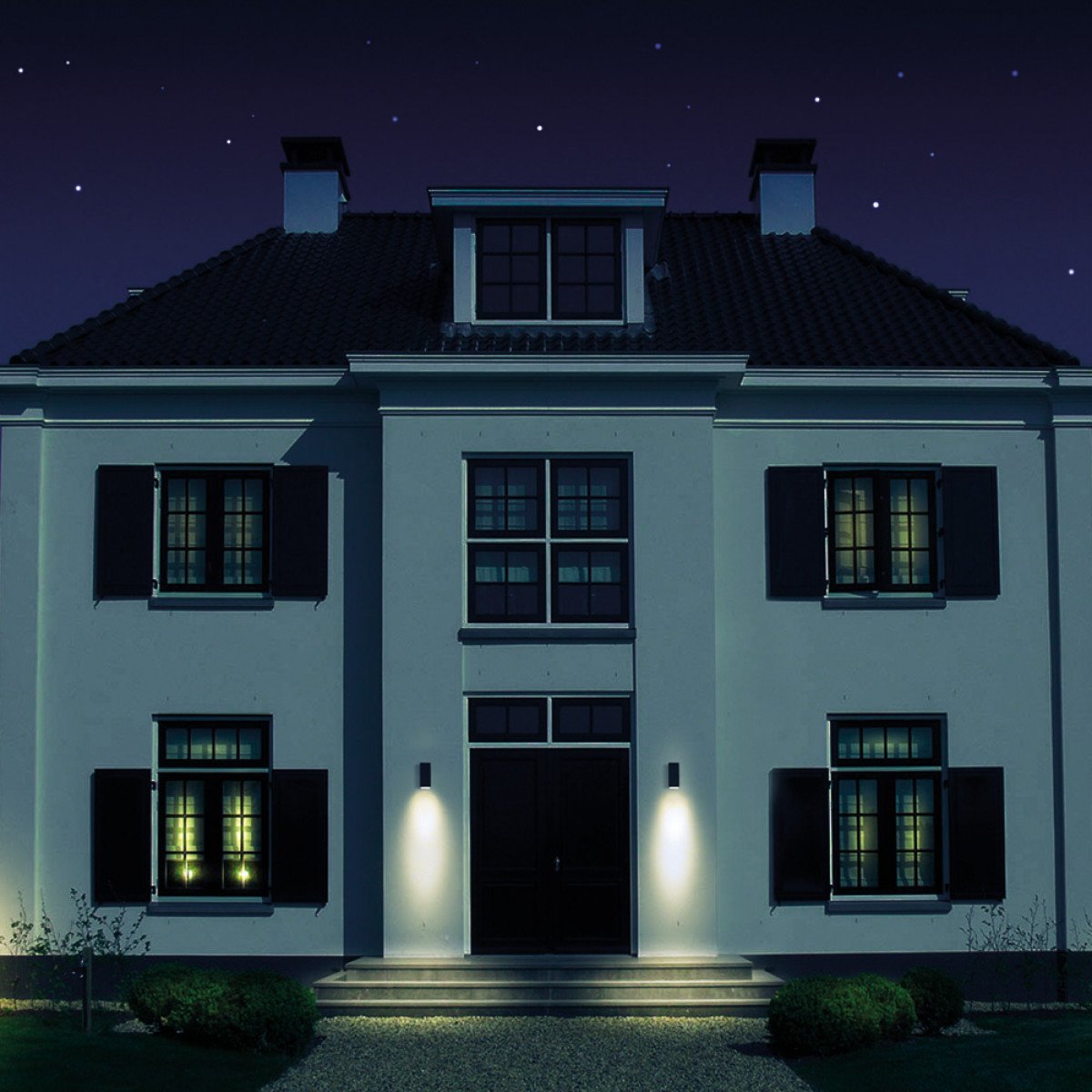 Spot mural noir Kevin (7456) Down en aluminium GU10 avec capteur LED nuit et jour 