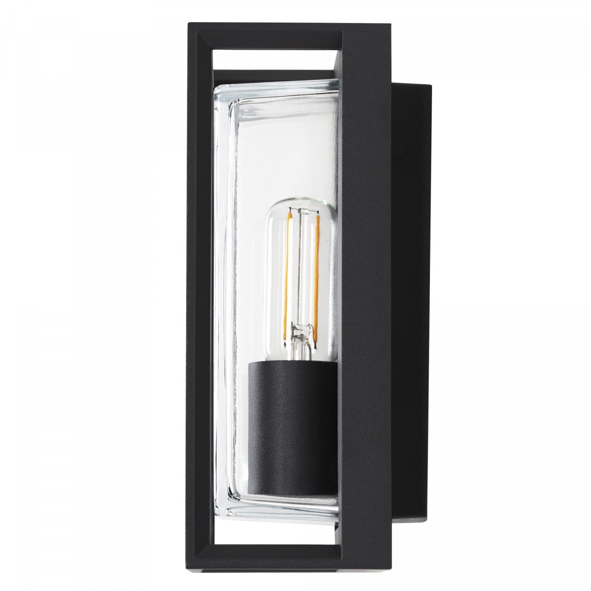 Applique murale moderne noire pour l'extérieur sur la façade, éclairage élégant et stylé avec verre clair, lampe d'extérieur boîtier design 