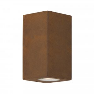 Buitenlamp Levi Up en Downlighter moderne wandlamp in roestbruine corten kleur als buitenverlichting