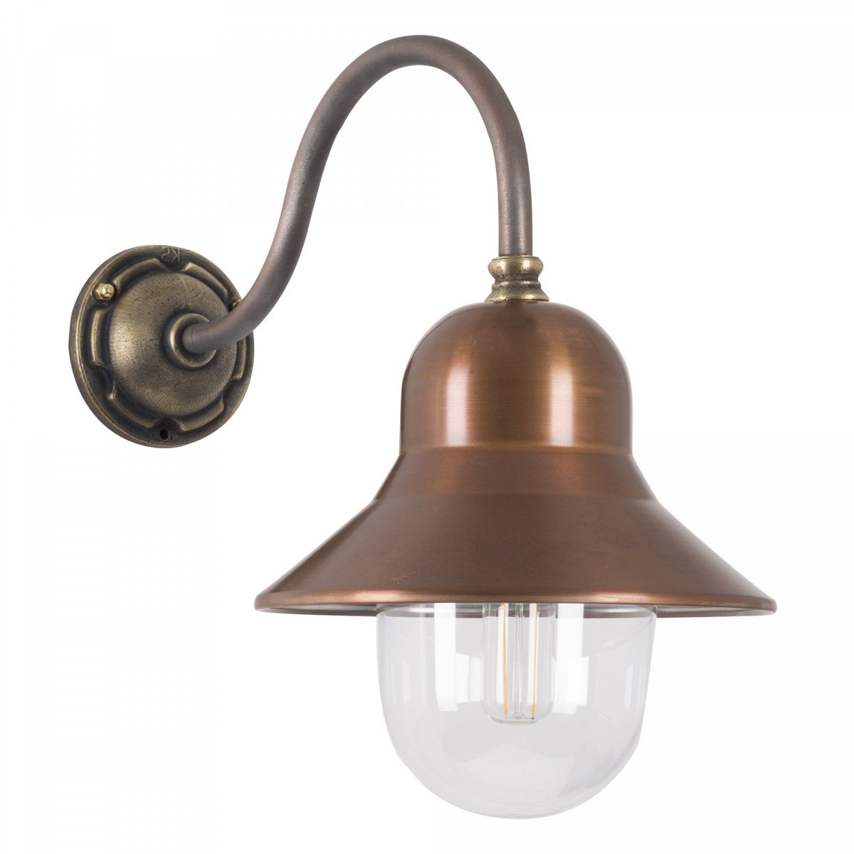 Lampe d'écurie d'extérieur Evian col de cygne bronze et cuivre  