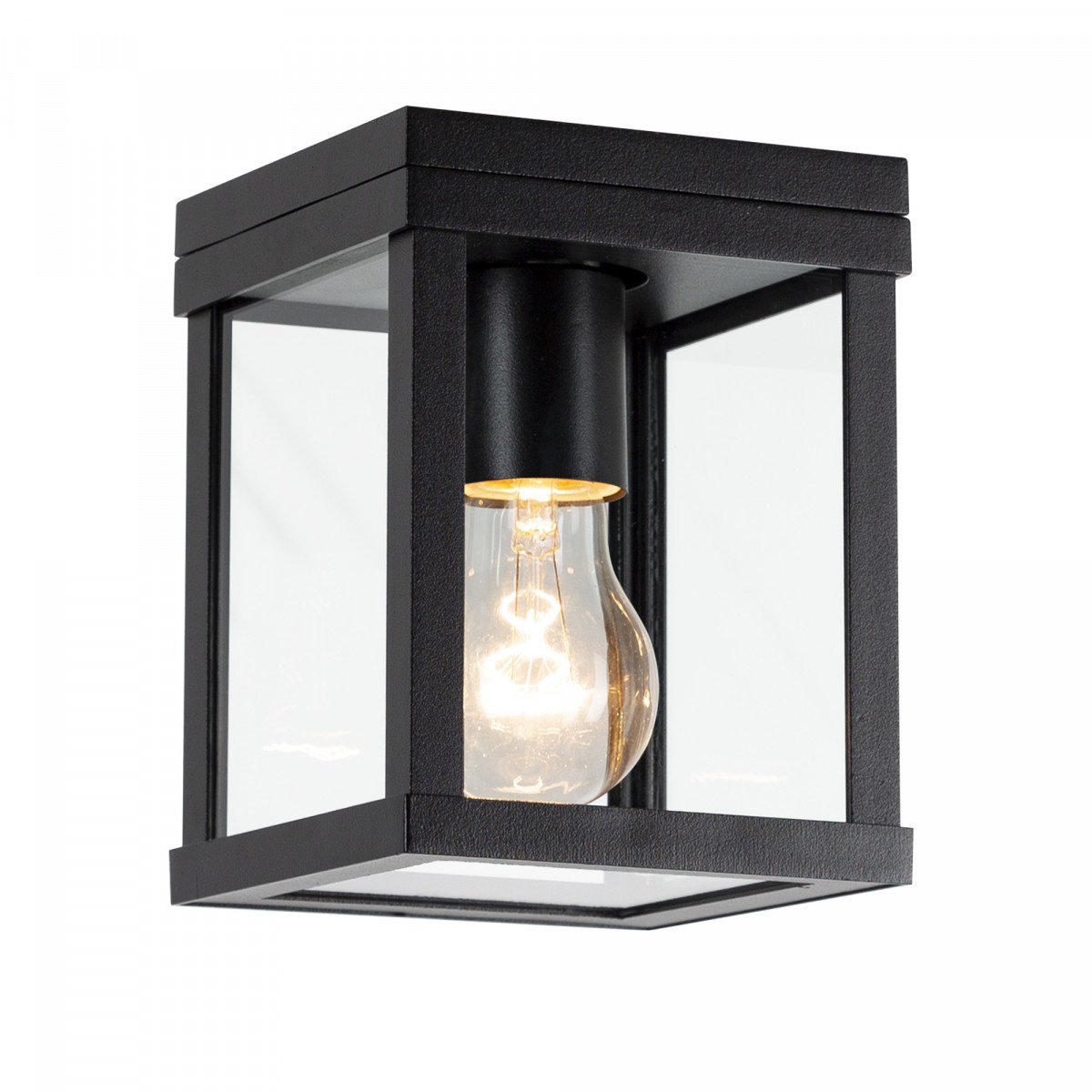 Plafonnier, extérieur, noir, Jersey, cadre avec verre clair, caractère industriel, stylé, éclairage de plafond noir,  de la marque KS Lighting