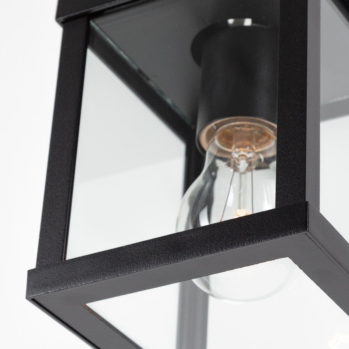 Plafonnier, extérieur, noir, Jersey, cadre avec verre clair, caractère industriel, stylé, éclairage de plafond noir,  de la marque KS Lighting