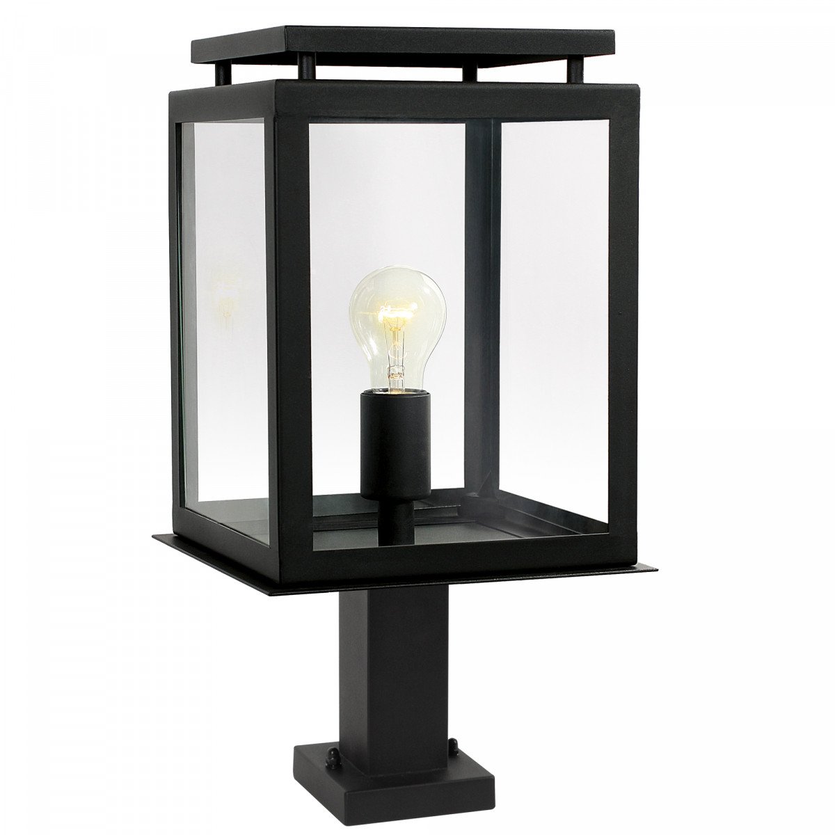 Potelet extérieur De Vecht noire, lampe d'extérieur, De Vecht de la marque KS Lighting, stylée, épurée, éclairage moderne, pour l'extérieur