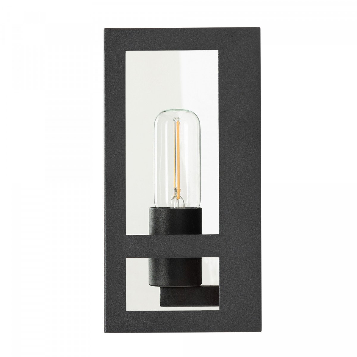 Applique noire pour l'extérieur, lampe d'extérieur avec boîtier noir, verre clair, face arrière plate, culot E27, éclairage de façade de style urbain