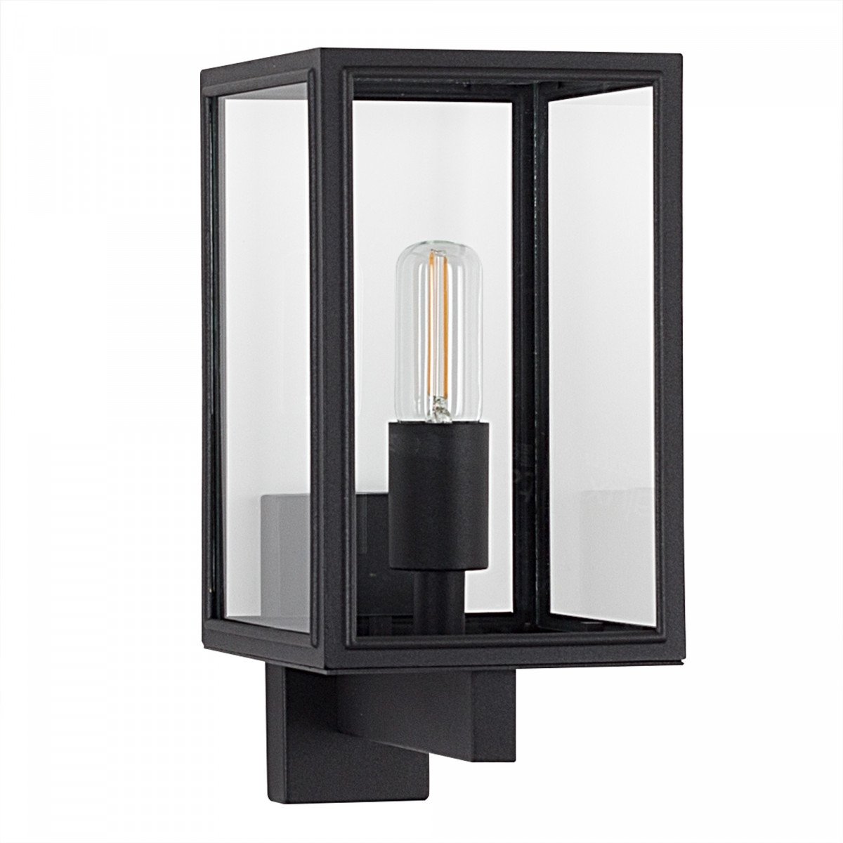 Applique murale montante Soho noire avec capteur jour/nuit - Inox noir mat