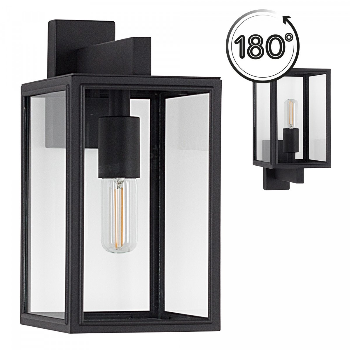 Applique murale montante Soho noire avec capteur jour/nuit - Inox noir mat