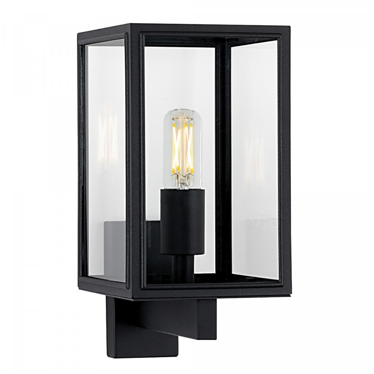 Lampe d'extérieur noire moderne avec verre clair pour éclairage mural extérieur