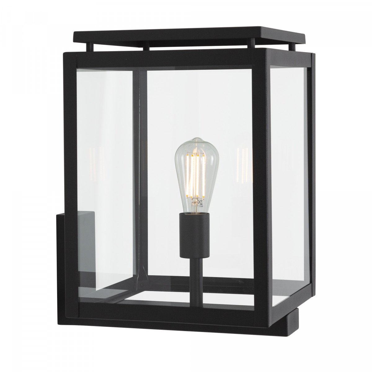 grande lampe d'extérieur De Vecht XL lampe murale en acier inoxydable avec fenêtres en verre et forme angulaire carrée