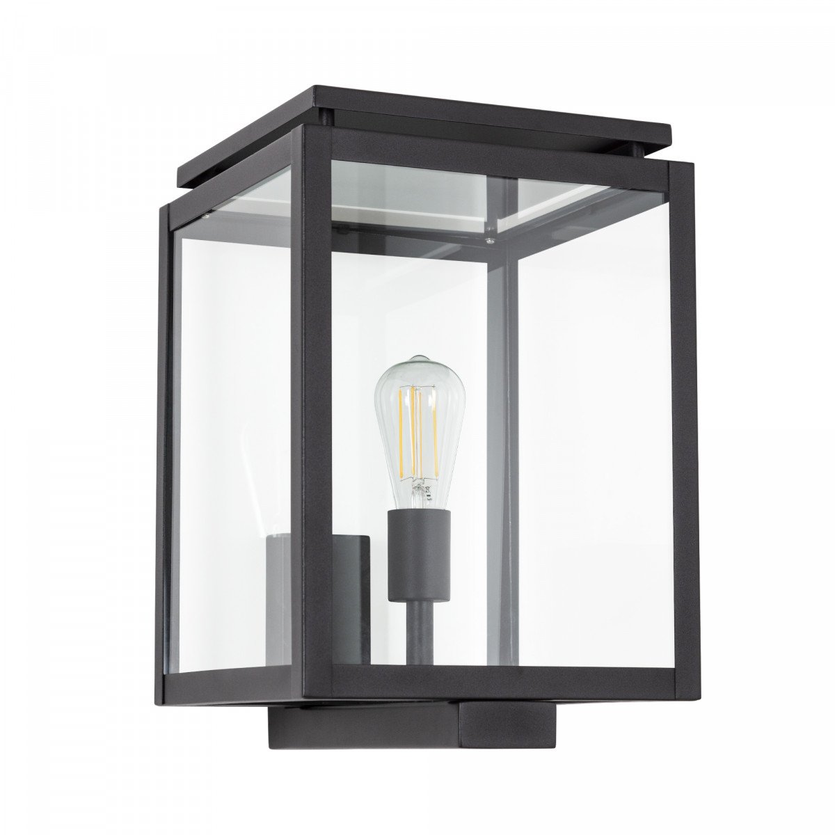 grande lampe d'extérieur De Vecht XL lampe murale en acier inoxydable avec fenêtres en verre et forme angulaire carrée