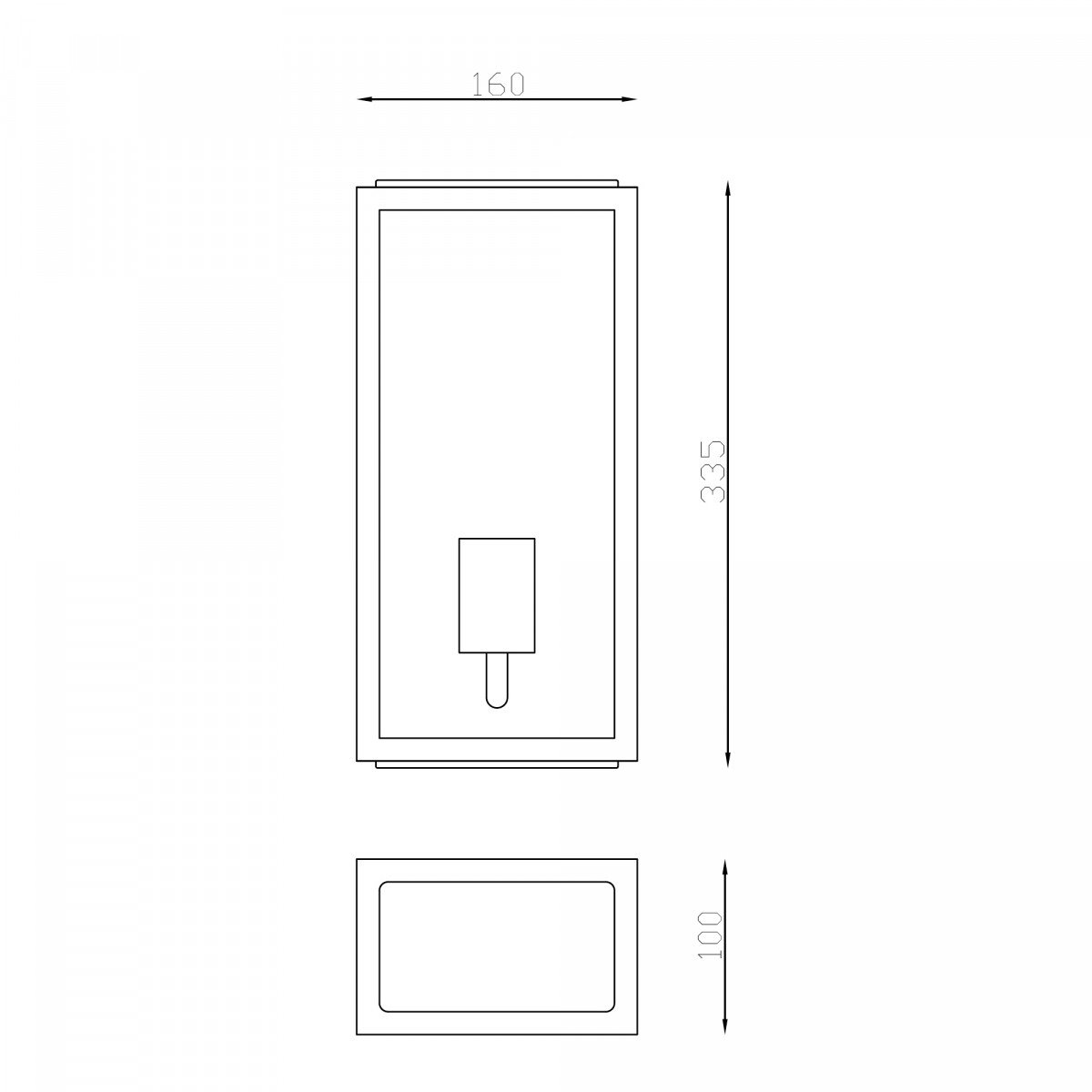 Applique noire pour l'extérieur avec un grand vitrage transparent dans une lampe de façade élégante et moderne avec un support plat