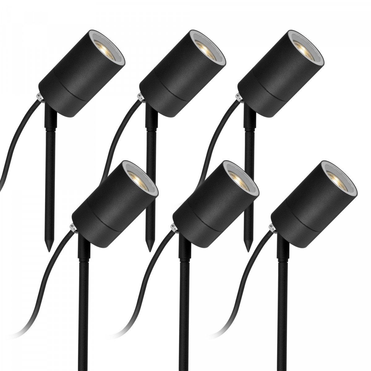 lot 6 spots LED plug & play de jardin à piquets capteur jour/nuit de KS Lighting