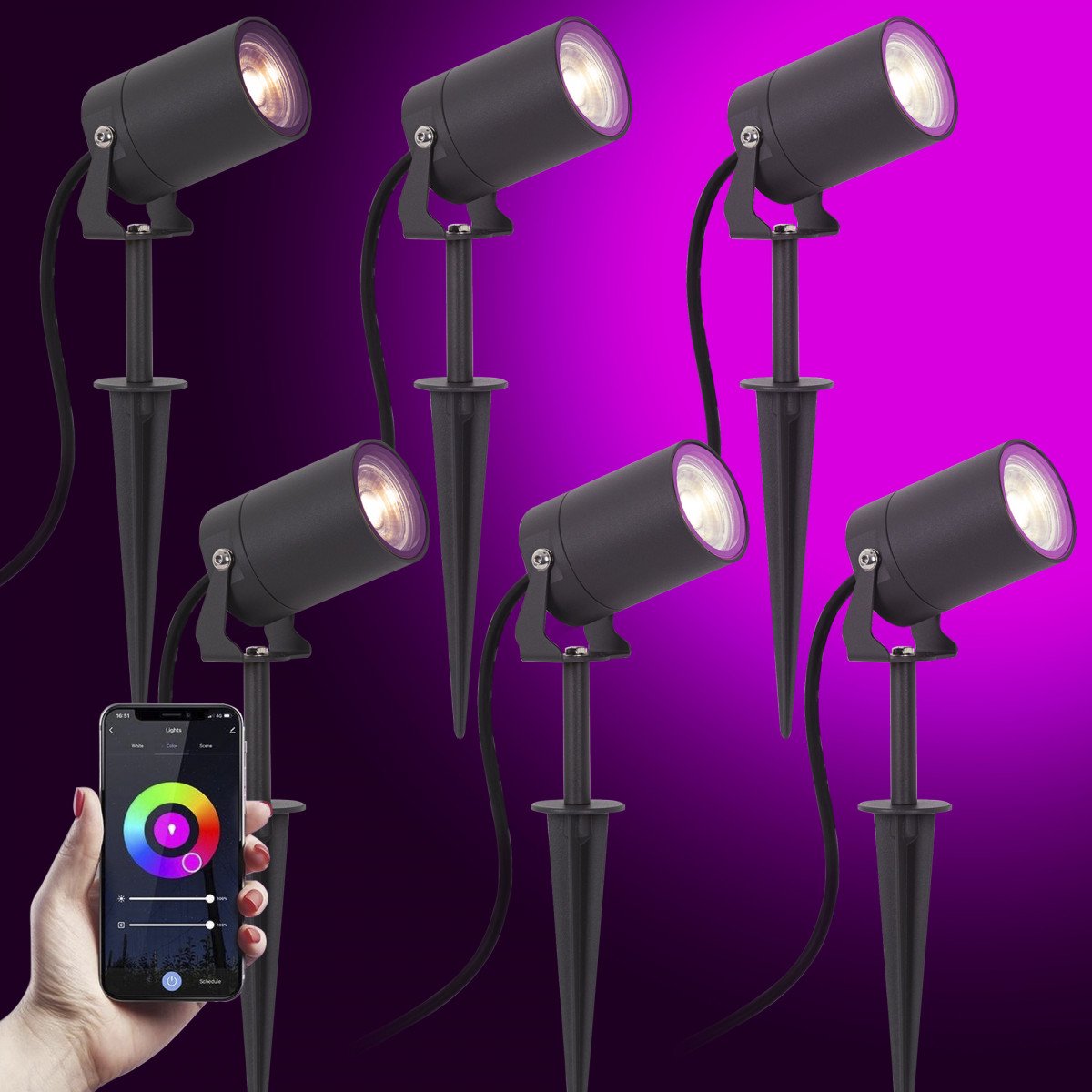 spots de jardin - KS Lighting - Stark anthracite - LED WIFI - multicolore