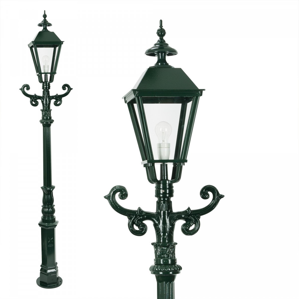 Set de 3 lampadaires de jardin Nottingham avec lanternes carrées  