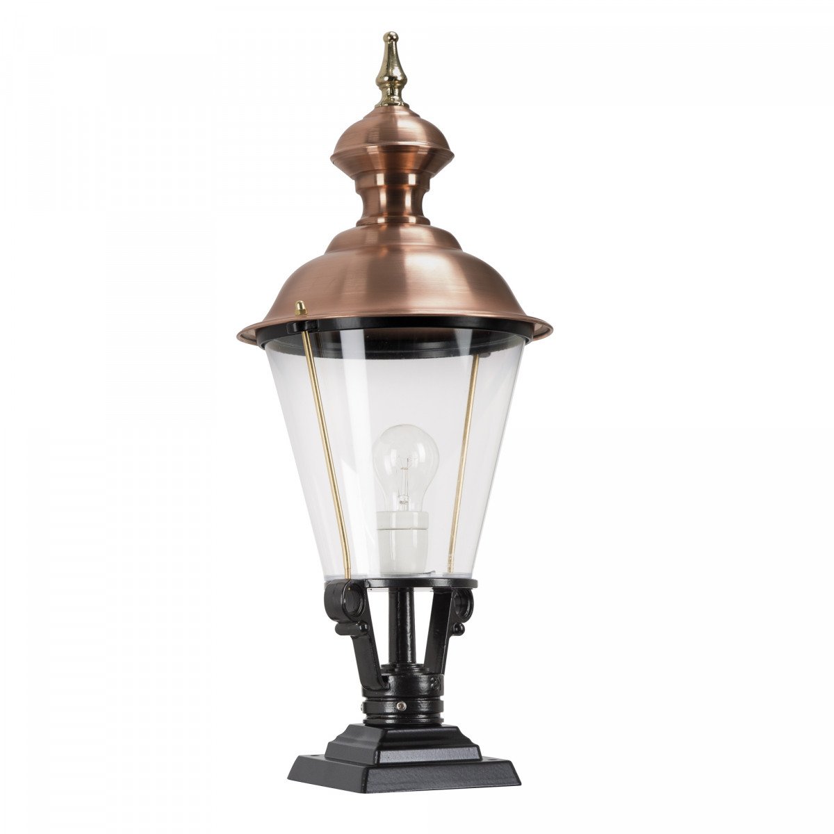 Lampe de jardin classique sur socle Bridgeport noire et cuivre (5768) | Nostalux.fr 