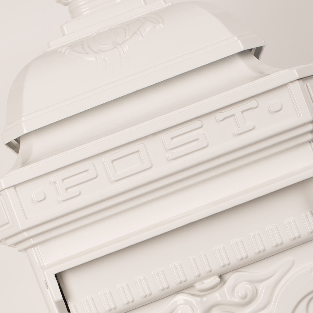 Boîte aux lettres sur pied, style antique anglais, aluminium inox  XL Blanc
