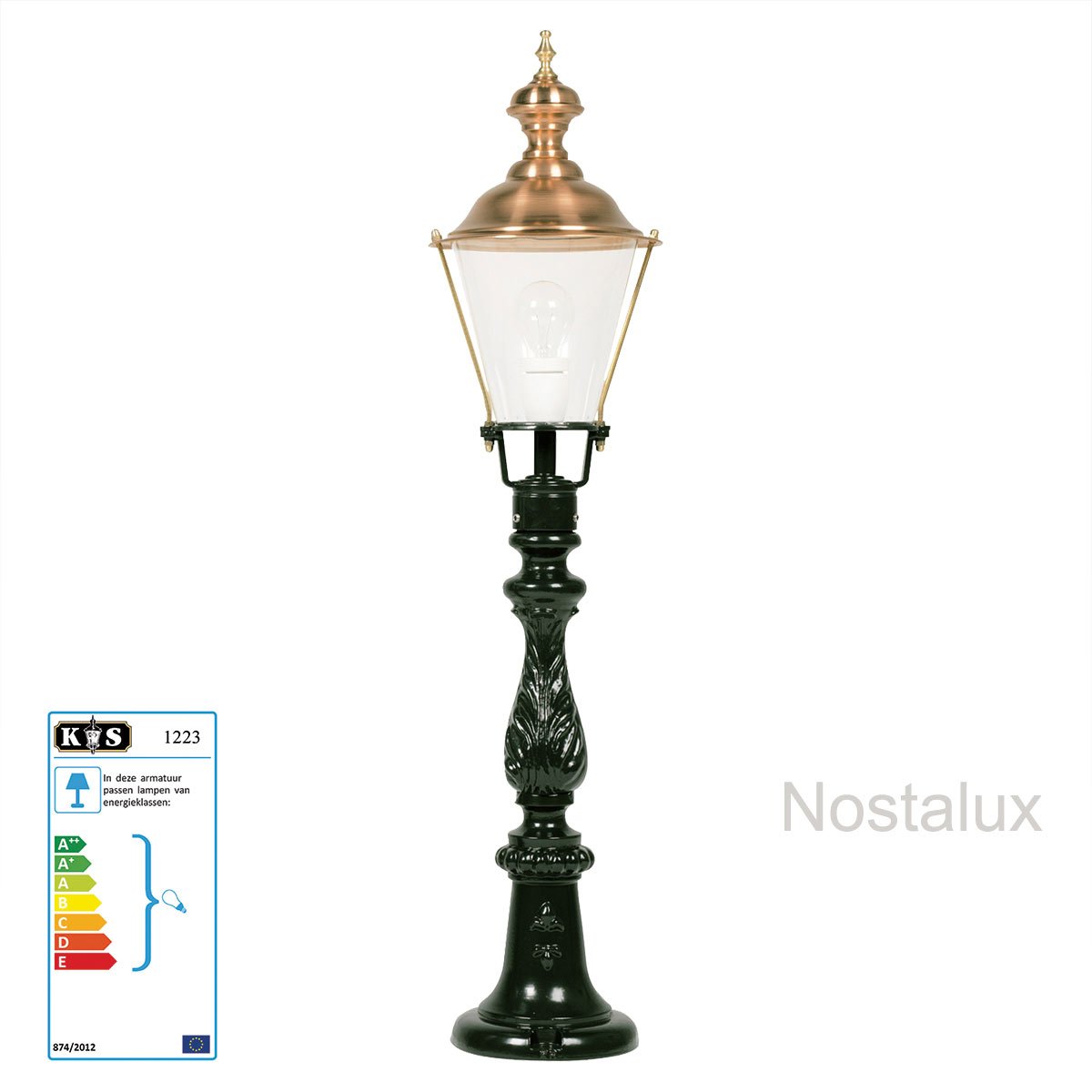 Petit lampadaire de jardin Medemblik de KS Lighting avec lanterne ronde