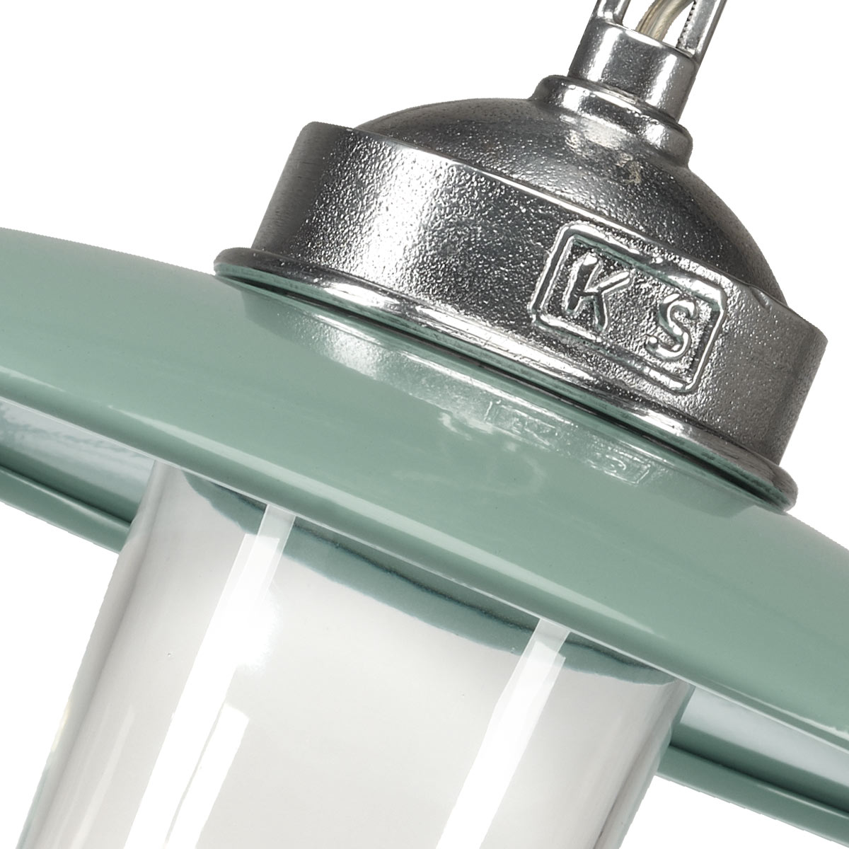 Lampe suspendue sur chaîne Solingen Rétro Verte (6582) | Nostalux.fr