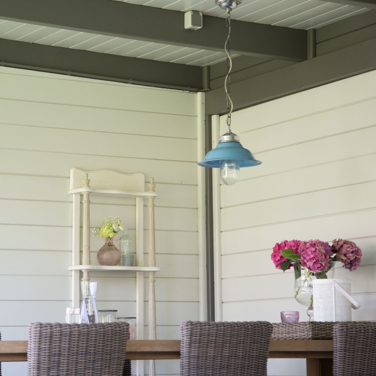 Lampe suspendue Porto Fino Bleu pastel rétro vintage (6865) | Nostalux.fr