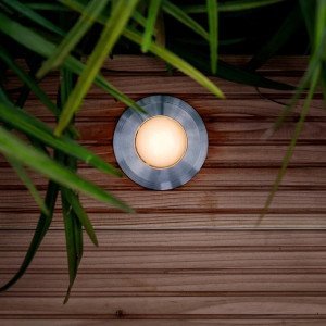 Spot de jardin, argent Spot rond en acier inoxydable pour l'extérieur