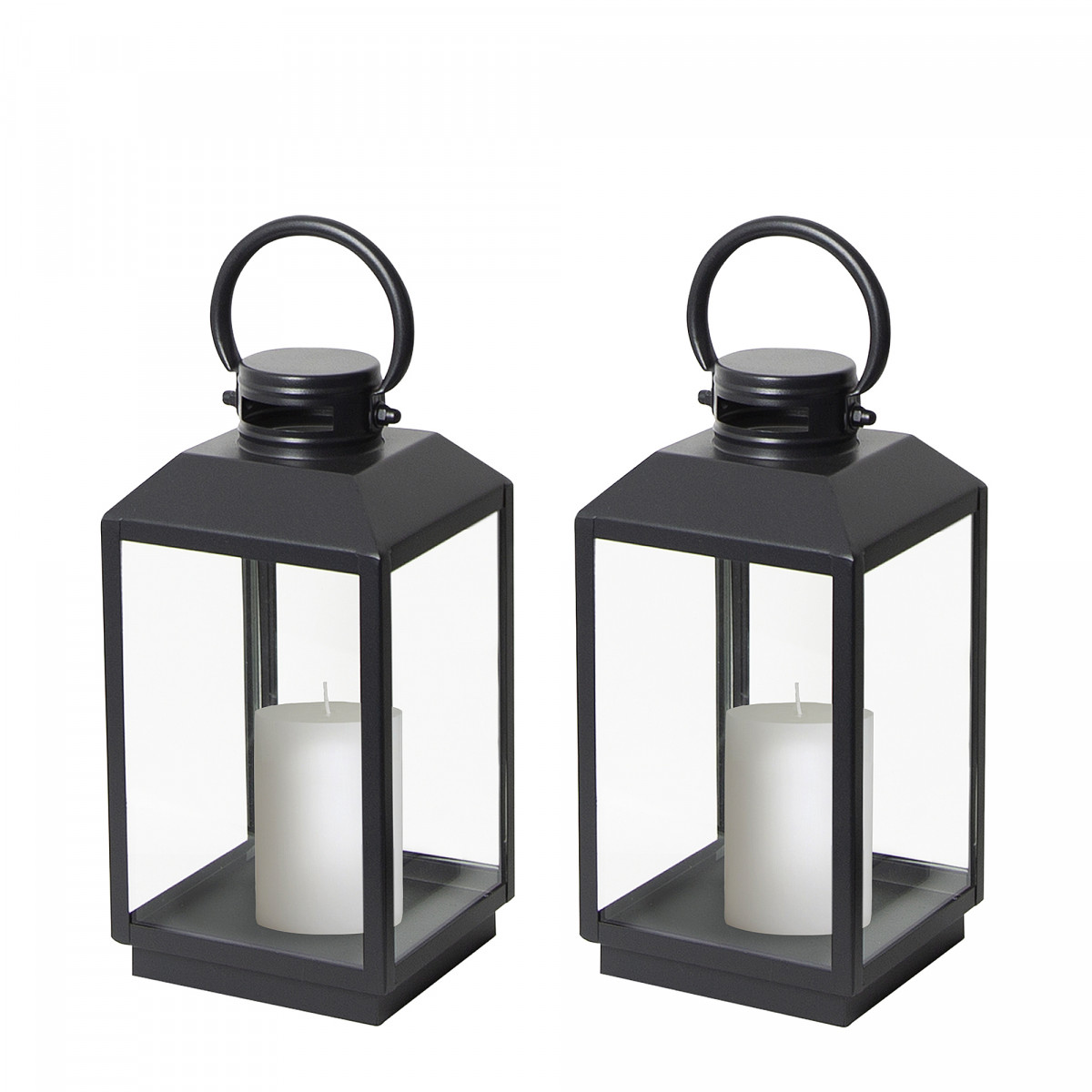 Lot de 2 Newport Photophore Lanterne Noir Small