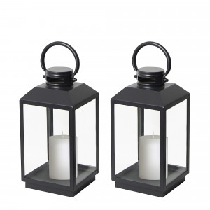 Lot de 2 Newport Photophore Lanterne Noir Small