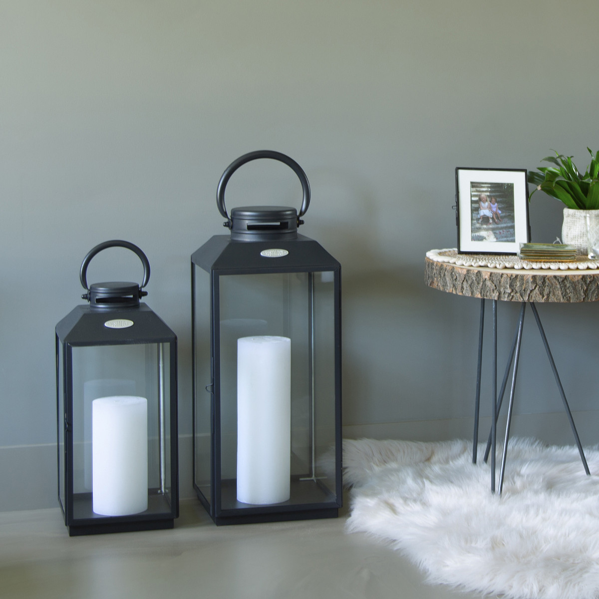 Lot de 2 Newport Photophore Lanterne Noir Medium
