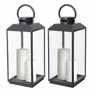 Lot de 2 Newport Photophore Lanterne Noir Large
