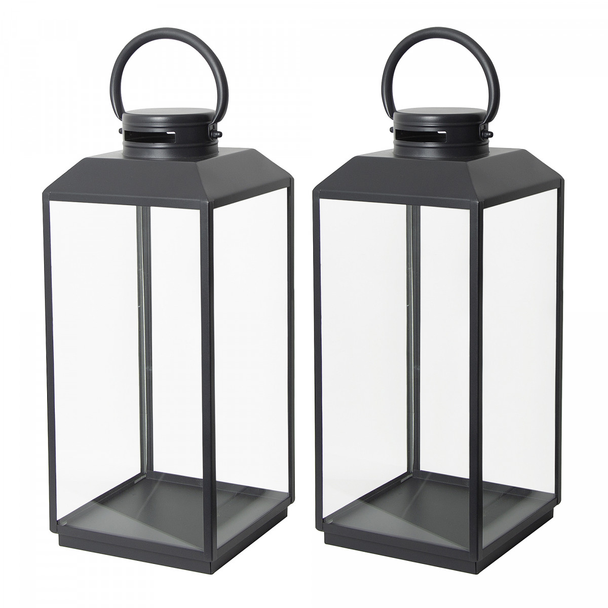 Lot de 2 Newport Photophore Lanterne Noir Large