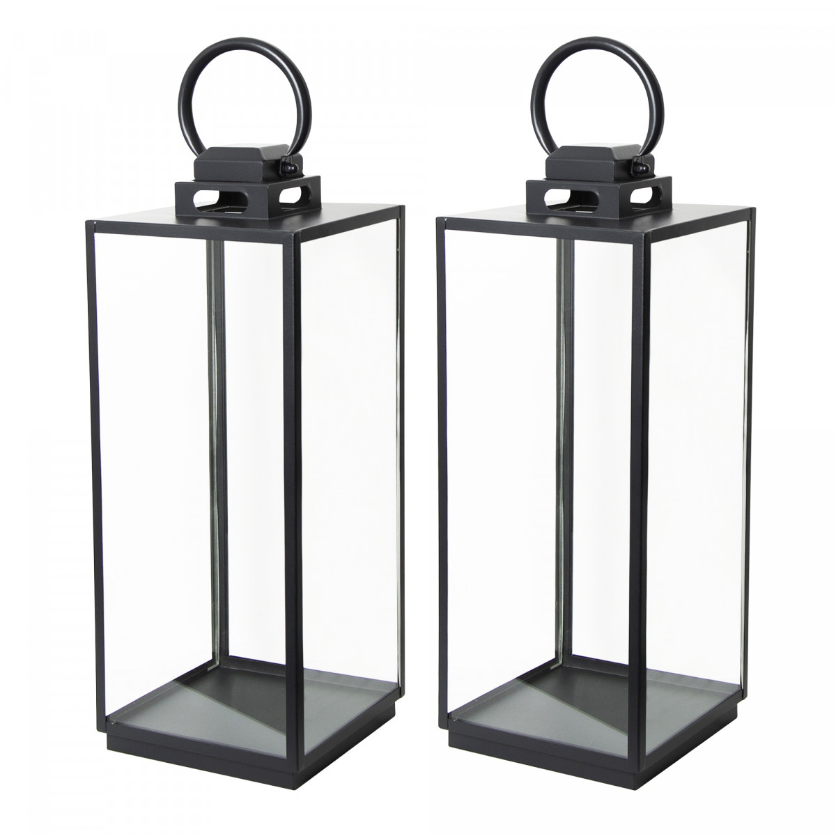 Lot de 2 Michigan Photophore Lanterne Noir Large