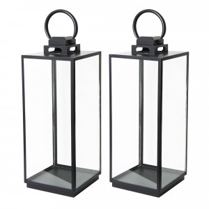 Lot de 2 Michigan Photophore Lanterne Noir Large