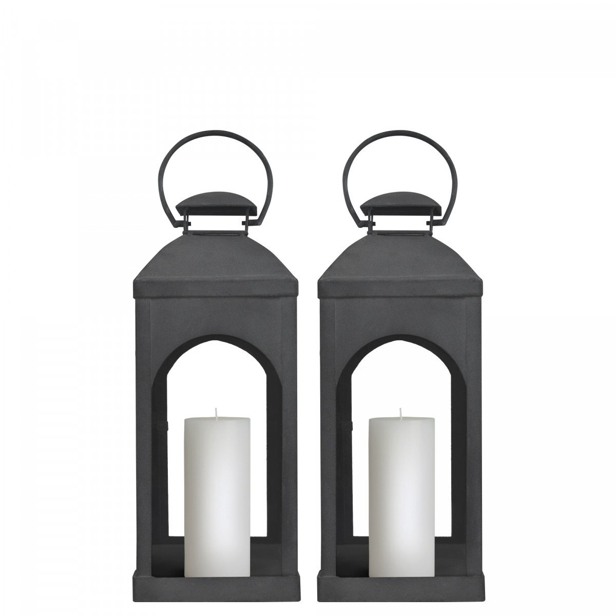 Lot de 2 Capri Photophore Lanterne Anthracite Small