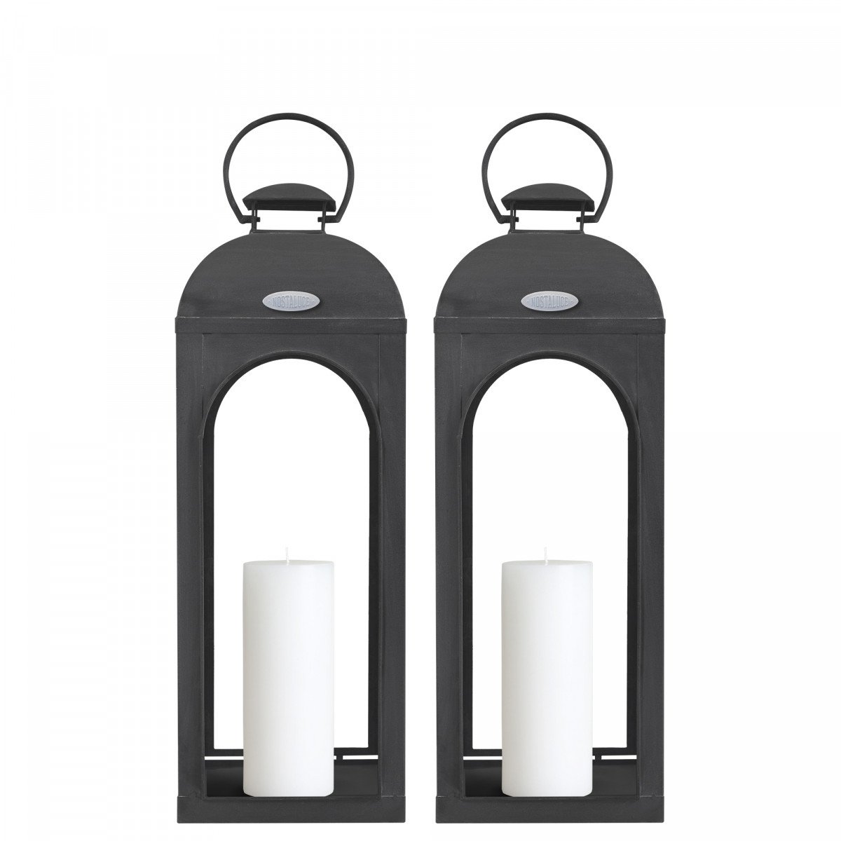 Lot de 2 Capri photophore lanterne Anthracite Medium