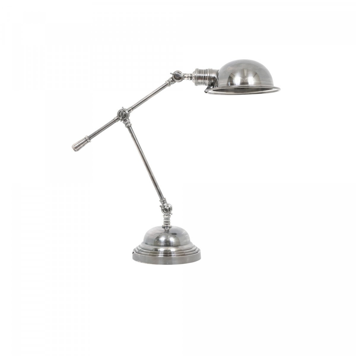 Lampe de table réglable Sidney aux formes rondes robustes, couleur argent antique