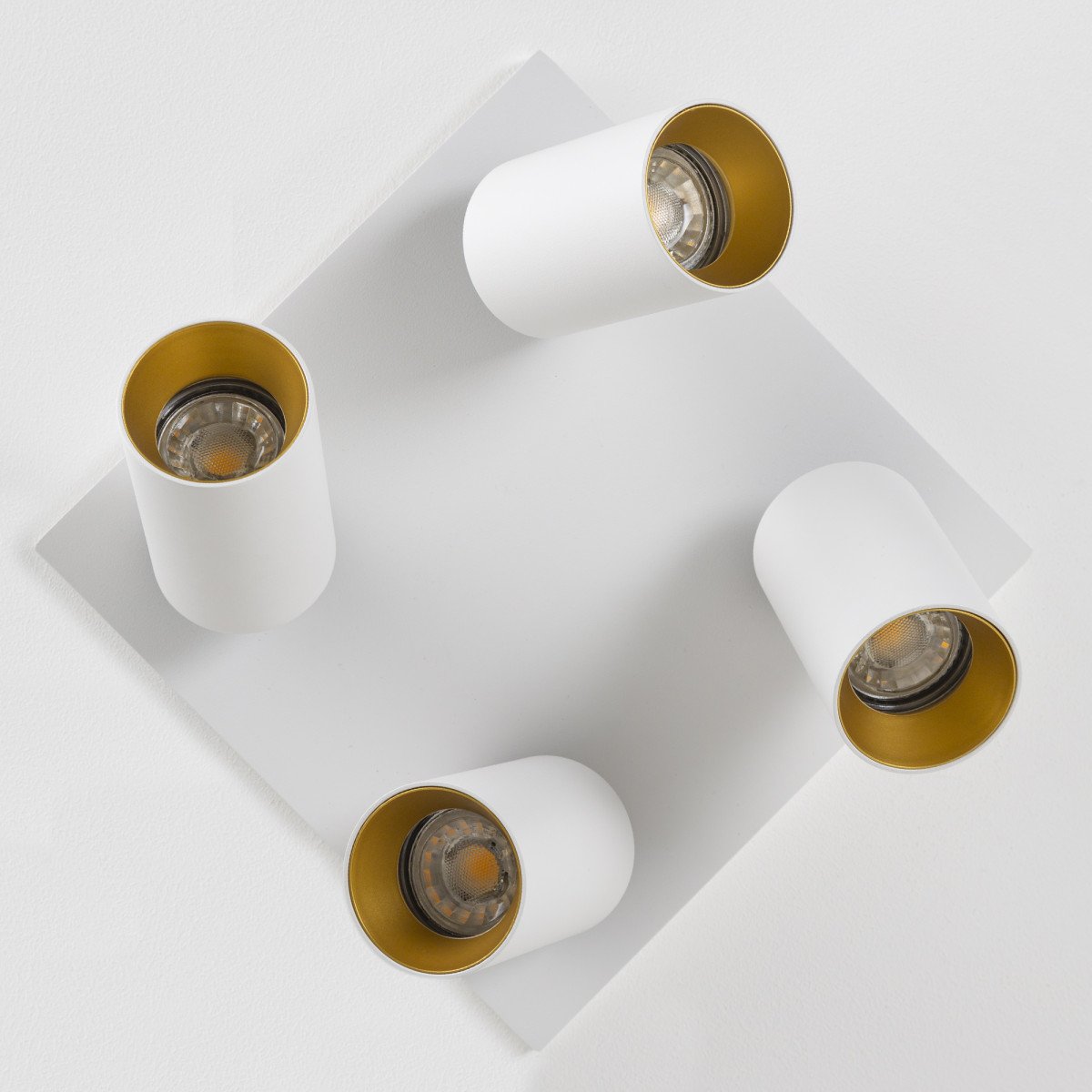 Spots en saillie orientables sur base carrée Mila 4 blanc/noir (7721) | Nostalux.fr