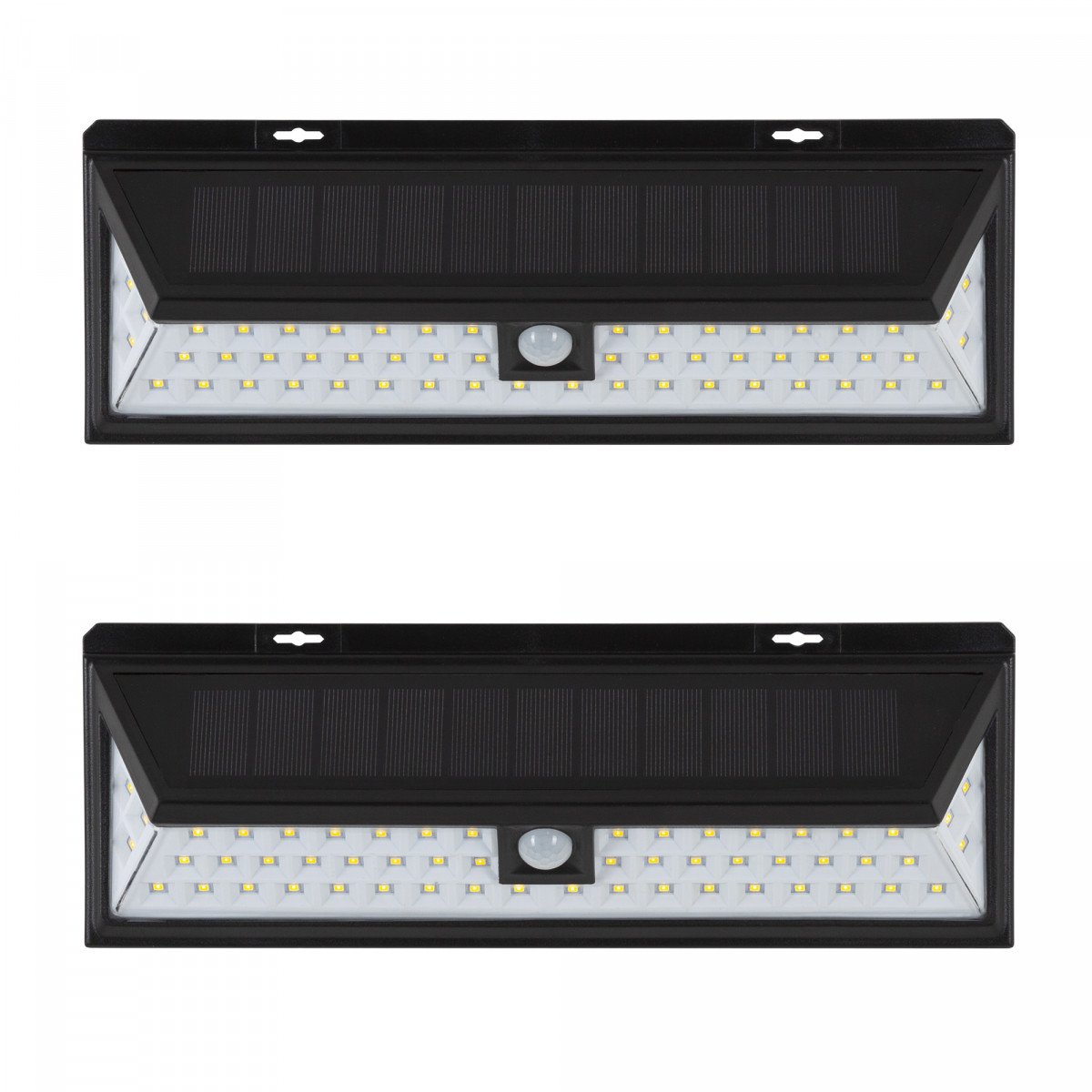 Set de 2 appliques d'extérieur murales noires Solys L LED solaires avec capteur | Nostalux.fr 