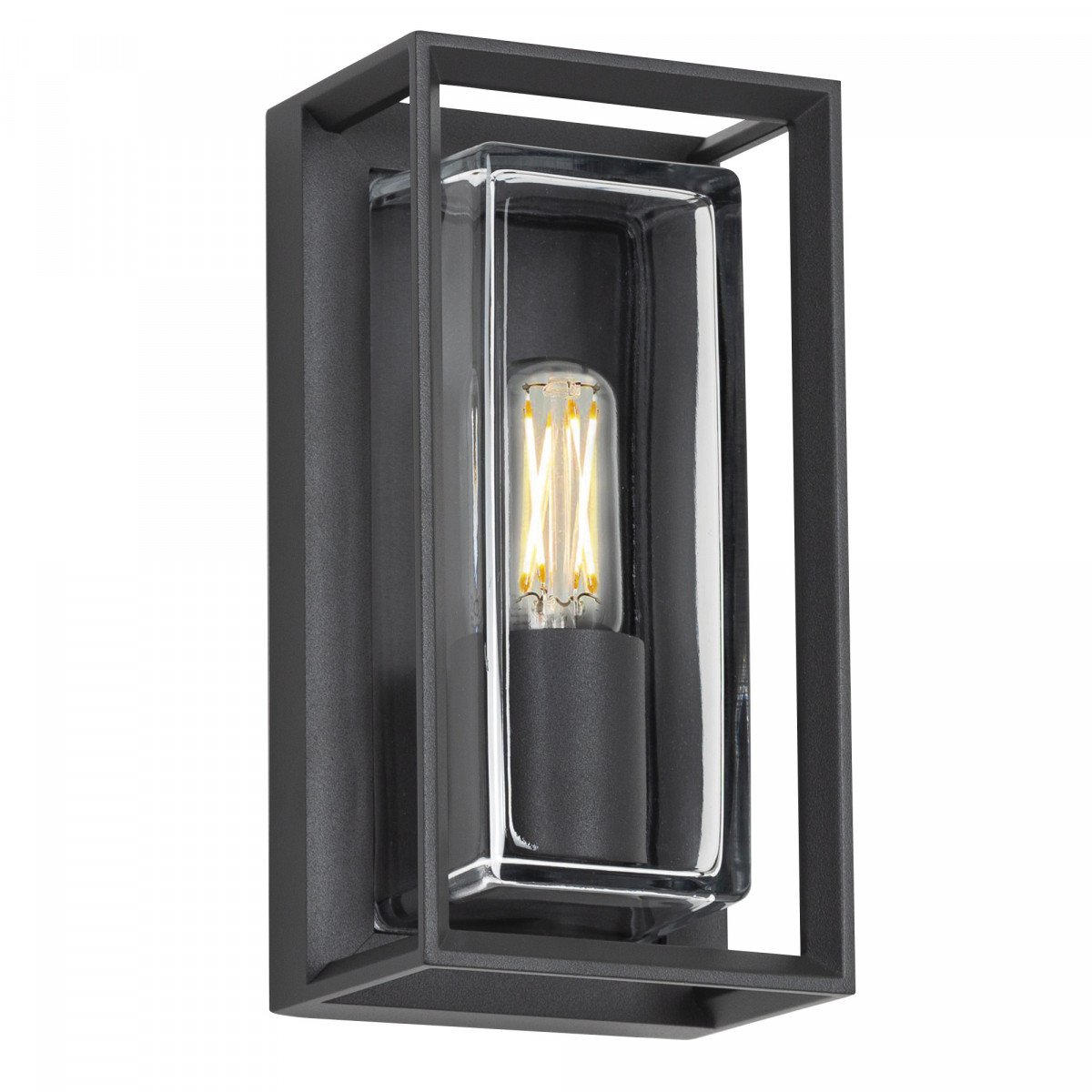 Applique murale moderne noire pour l'extérieur sur la façade, éclairage élégant et stylé avec verre clair, lampe d'extérieur boîtier design 