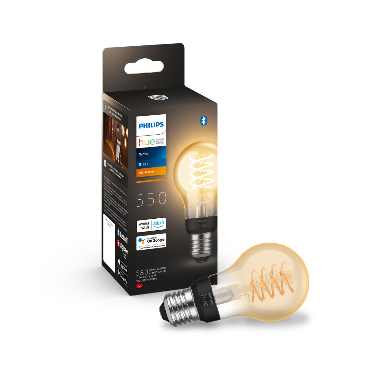 Ampoule à filament Philips Hue Classic E27 Bluetooth & Bridge