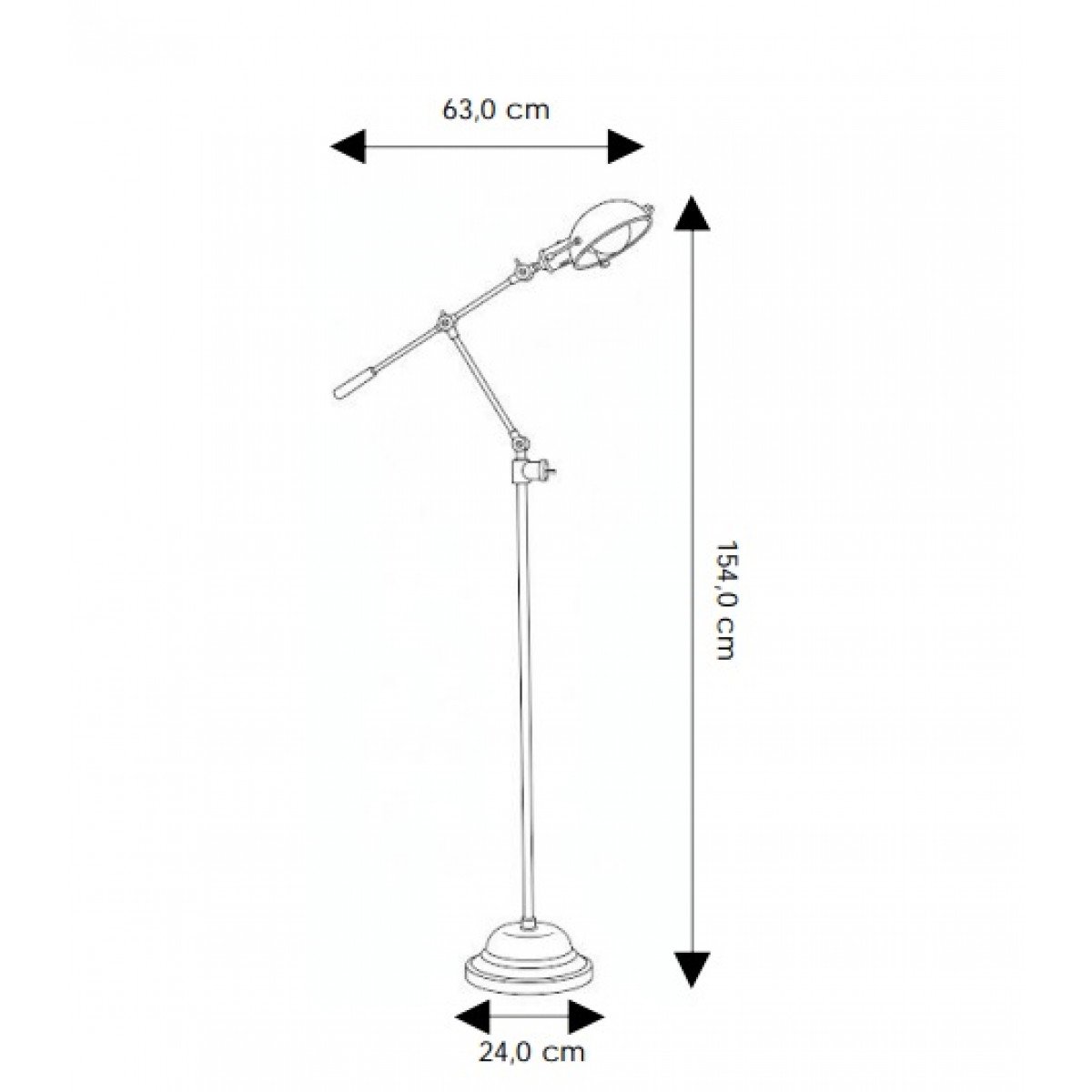 lampe design réglable sur pied avec interrupteur à bascule, couleur laiton antique